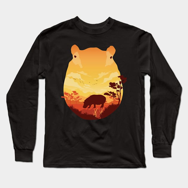 Hippo landscape Long Sleeve T-Shirt by Jackson Lester